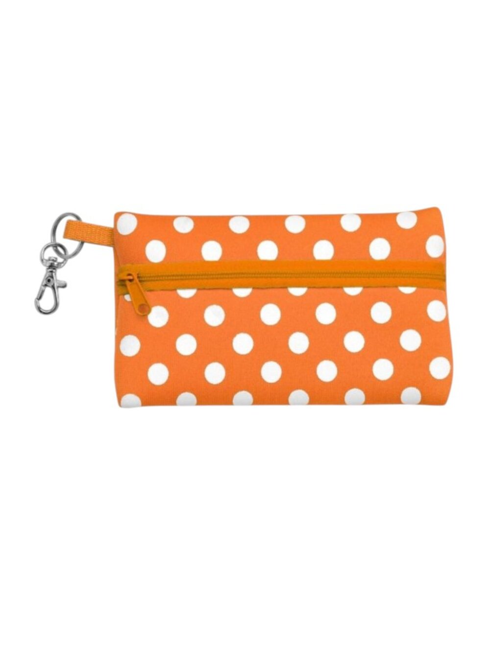 Orange with White Neoprene Zippered Student ID Case with Key Ring